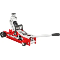 HOMCOM Low Profile Car Jack, Hydraulic Racing Floor Jack, 3.1"-14.1" Lifting Range, 2.5 Ton (5,000 lb) Capacity, Red and Silver(m-9)