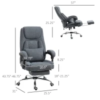 Vinsetto 3D Kneading Massage Office Chair with Reclining, Swivel Fabric Computer Chair with Footrest, Armrest, Gray(m-3)