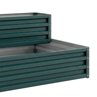 Outsunny 2 Tier Galvanized Raised Garden Bed, Steel Planter Box for Vegetables, Flowers, Herbs, 47" x 40" x 23", Green(m-9)