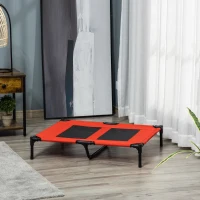 PawHut 36" x 30" Elevated Cooling Summer Dog Cot Pet Bed With Mesh Ventilation - Red(m-12)