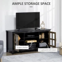 HOMCOM TV Stand for TVs up to 55 Inches, TV Cabinet with Adjustable Shelves and Cable Holes, TV Bench for Living Room, Black(m-4)