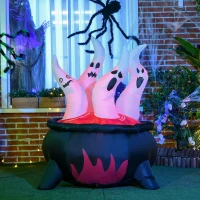 Outsunny 49.25" Inflatable Halloween White Ghosts in Red Cauldron, Blow-Up LED Display Indoor Outdoor(m-10)