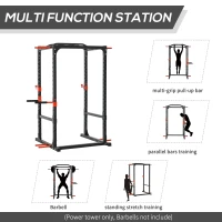Soozier Power Tower Pull Up Bar Squat Rack Power Cage At Home Workout Equipment,Upper Body Strength Training Equipment(m-5)