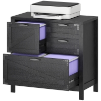 HOMCOM Lateral Filing Cabinet, Farmhouse File Cabinet with 4 Drawers, Fit Letter/A4/Legal Hanging Files, Black