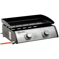 Outsunny 2 Burner Liquefied Gas Grill, Portable Tabletop BBQ Grill, for Camping, Picnic, Silver(m-10)