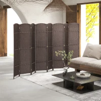 HOMCOM Folding Room Divider Screen 8 Panel 5.6 ' Tall Privacy Screen Freestanding Room Partition for Home Office, Brown(m-2)