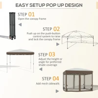 Outsunny 10' x 10' Pop Up Canopy Tent with Netting, Instant Sun Shelter, Tents for Parties, Height Adjustable(m-4)