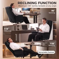 HOMCOM Cross Legged Office Chair with Footrest, 396 lbs Reclining Computer Desk Chair with High Back, Flip-up Armrests, Black(m-6)