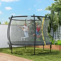 Soozier 8ft Outdoor Trampoline with Net Enclosure, Curved Poles and Safety Pad, ASTM Approved, Black(m-2)