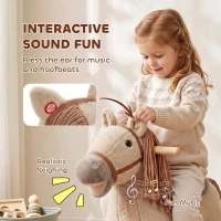Qaba Baby Rocking Horse for Boys and Girls, Kids Rocking Horse with Realistic Sounds and Anti-Tip limiters(m-4)