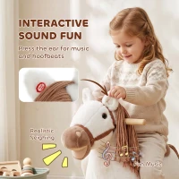 Qaba Baby Rocking Horse for Boys and Girls, Kids Rocking Horse with Realistic Sounds and Anti-Tip limiters(m-4)