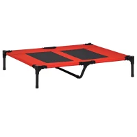 PawHut 36" x 30" Elevated Cooling Summer Dog Cot Pet Bed With Mesh Ventilation - Red(m-1)