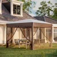 Outsunny 10' x 10' Pop Up Canopy Tent with Netting, Instant Sun Shelter, Tents for Parties, Height Adjustable(m-10)