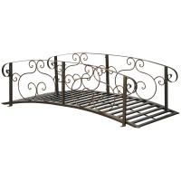 Outsunny 6FT Steel Garden Bridge with Safety Siderails, Decorative Arc Landscaping Bridge for Backyard Creek Stream Pond, Brown(m-9)