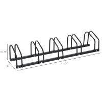 HOMCOM 5-Bike Bicycle Floor Parking Rack Cycling Storage Stand Ground Mount Garage Organizer for Indoor and Outdoor Use Black(m-3)