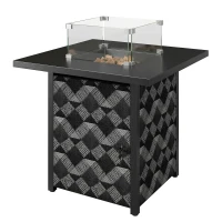 Outsunny Propane Fire Pit Table, 28 Inch Gas Fire Pit with Explosion-Proof Net and Glass Wind Guard, Gas Tank Holder(m-2)