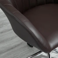 Vinsetto Mid Back Home Office Chair Computer Desk Chair with PU Leather, Adjustable Height, Swivel Wheels for Study, Bedroom, Brown(m-8)