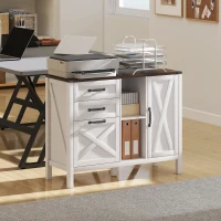 HOMCOM Lateral Filing Cabinet with Drawers, Shelves, Adjustable Hanging Bar for Home Office, Fit A4/Letter Files, White(m-1)