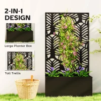 Outsunny Metal Garden Bed with Trellis for Climbing Plants, Freestanding or Wall Mounted Flower Bed for Garden, Patio, Balcony(m-4)