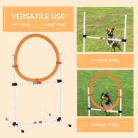 PawHut 2-in-1 Dog Obstacle Training Agility Equipment Tire Jump Ring/Hurdle Bar with a Simple & Easy Setup & Storage Bag(m-7)