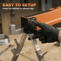 HOMCOM Saw Horses 2 Pack, Folding Heavy Duty Sawhorses with Adjustable Height and 2x6 Bracket, Carry Handle, Orange(m-7)