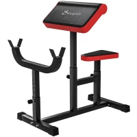 Soozier 265 LBS Preacher Curl Bench for Strength Training, Adjustable Seated Arm Isolated Barbell Dumbbell Bicep Station, Black(m-1)