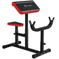Soozier 265 LBS Preacher Curl Bench for Strength Training, Adjustable Seated Arm Isolated Barbell Dumbbell Bicep Station, Black(m-11)