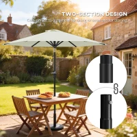 Outsunny Patio Sun Umbrella, Outdoor Parasol with 6 Ribs, Cream White(m-7)