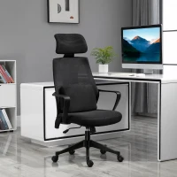 Vinsetto Ergonomic Home Office Mesh Desk Chairs, Computer Task Chair with Massage Lumbar Cushion, Adjustable Seat & Headrest, Rocking Function, Black(m-2)