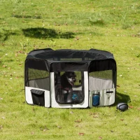 PawHut 49.2-inch Soft Pet Playpen Folding Dog Pen Outdoor with Bag(m-1)