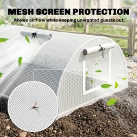 Outsunny Portable Mini Greenhouse, Tunnel Growing Tent with 5 Mesh Windows and Steel Frame,7' x 3' x 2', White(m-5)