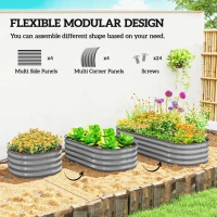 Outsunny 4.9' x 2' x 1' Large Outdoor Planter Box, Galvanized Raised Garden Bed with Metal Plant Stake, Silver(m-4)