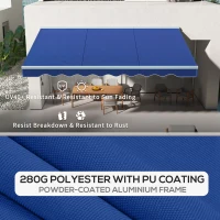 Outsunny 16.5' x 10' Electric Awning, Retractable Awning with LED Lights and Remote Controller for Door and Window, Blue(m-7)