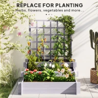Outsunny Wooden Elevated Planter Box with Trellis for Climbing Plants, 3 Tier Raised Garden Bed for Garden, Outdoor, Grey(m-7)
