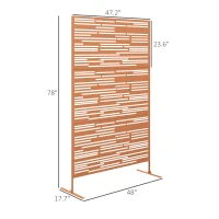 Outsunny 78" H x 48" W Metal Outdoor Privacy Screen, Freestanding Decorative Privacy Fence Screen for Balcony, Brown(m-3)