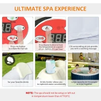 Outsunny 4-6 Person Inflatable Portable Hot Tub Outdoor Round Heated Spa with 130 Jets, Cover, Filter Cartridges, Blue(m-6)