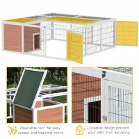 PawHut 64" Outdoor Rabbit Hutch Playpen, Wooden Tortoise House Habitat, Bunny Cage with Run and Enclosed Cover, for Rabbits, Chickens, Ducks, Indoor, Brown(m-5)