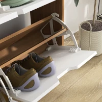 HOMCOM Shoe Storage Cabinet with 4 Flip Drawers and Adjustable Shelf, Shoe Cabinet for 8-16 Pairs of Shoes, Natural(m-10)