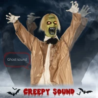 Outsunny 72" Life Size Outdoor Halloween Decorations Zombie, Animated Prop Animatronic Decor with Sound and Motion Activated, Light Up Eyes, Howling Sound(m-4)
