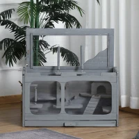 PawHut Wooden Extra Large Hamster Cage with Swings, Small Animal Cage and Habitat with Jumping Platforms, Hamster Habitat, Rats, Mice, Pull-Out Tray(m-11)