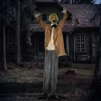 Outsunny 72" Life Size Outdoor Halloween Decorations Zombie, Animated Prop Animatronic Decor with Sound and Motion Activated, Light Up Eyes, Howling Sound(m-2)
