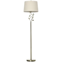 HOMCOM Traditional Floor Lamp with Leaf Design and Tapered Lampshade, Standing Lamp for Living Room, Bedroom, Office, Antique Bronze(m-11)