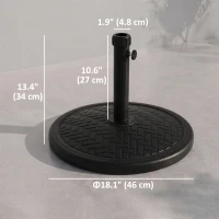 Outsunny 31lbs Concrete Round Patio Umbrella Base Holder, Outdoor Market Umbrella Stand Weight for Lawn, Deck, Backyard, Garden, Black(m-3)