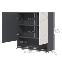 kleankin Medicine Cabinet, Wall Mounted Medicine Cabinet with Mirror with Mirrored Door, Adjustable Shelf and Soft Close Mechanism, Light Grey(m-3)
