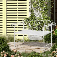 Outsunny 50" 2-Person Metal Garden Bench Outdoor Loveseat Yard Decorative Chair Park Seat Patio Furniture White(m-8)
