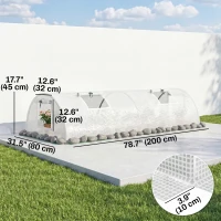 Outsunny Portable Mini Greenhouse, Tunnel Growing Tent with 5 Mesh Windows and Steel Frame,7' x 3' x 2', White(m-3)