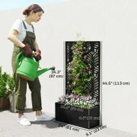 Outsunny Metal Garden Bed with Trellis for Climbing Plants, Freestanding or Wall Mounted Flower Bed for Garden, Patio, Balcony(m-3)