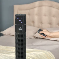 HOMCOM 47.25" Oscillating Tower Fan Cooling for Bedroom with 3 Speeds, Floor Fan with 12h Timer, LED Display, and Remote Control, Black(m-9)