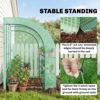 Outsunny Walk-in Wall Lean-to Greenhouse, 10' x 5' x 7' Outdoor Gardening Green House with PE Cover, Windows, Shelves and 2 Zipper Doors, Green(m-6)