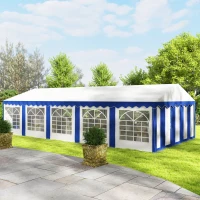 Outsunny 16.5' x 33' Large Party Tent, Heavy Duty Outdoor Canopy Tent with Removable Sidewalls, 10 Windows, Blue(m-9)